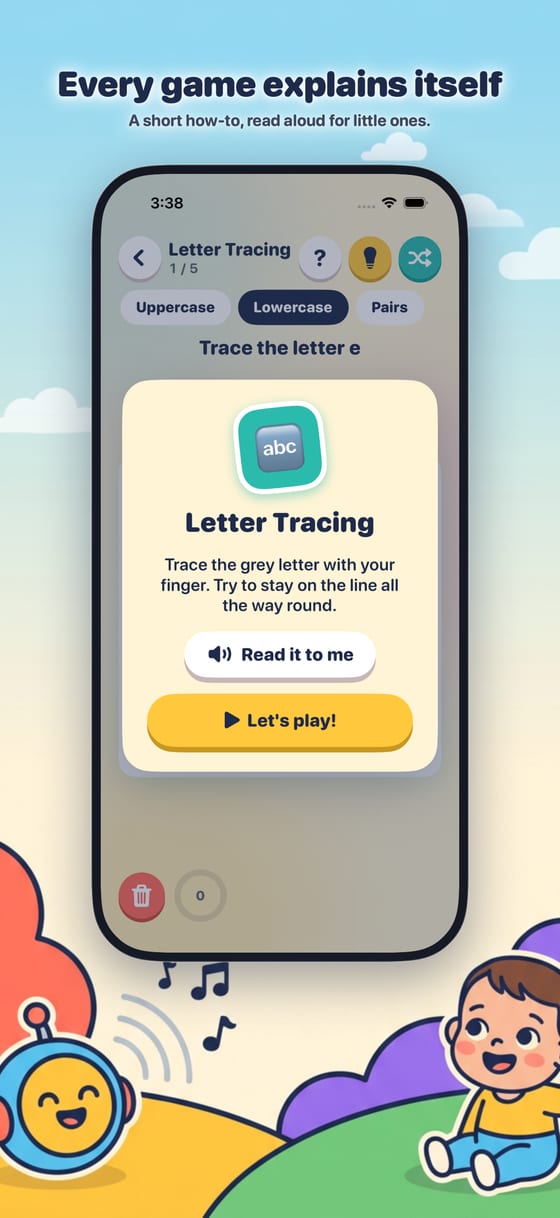 Every game explains itself, read aloud for little ones