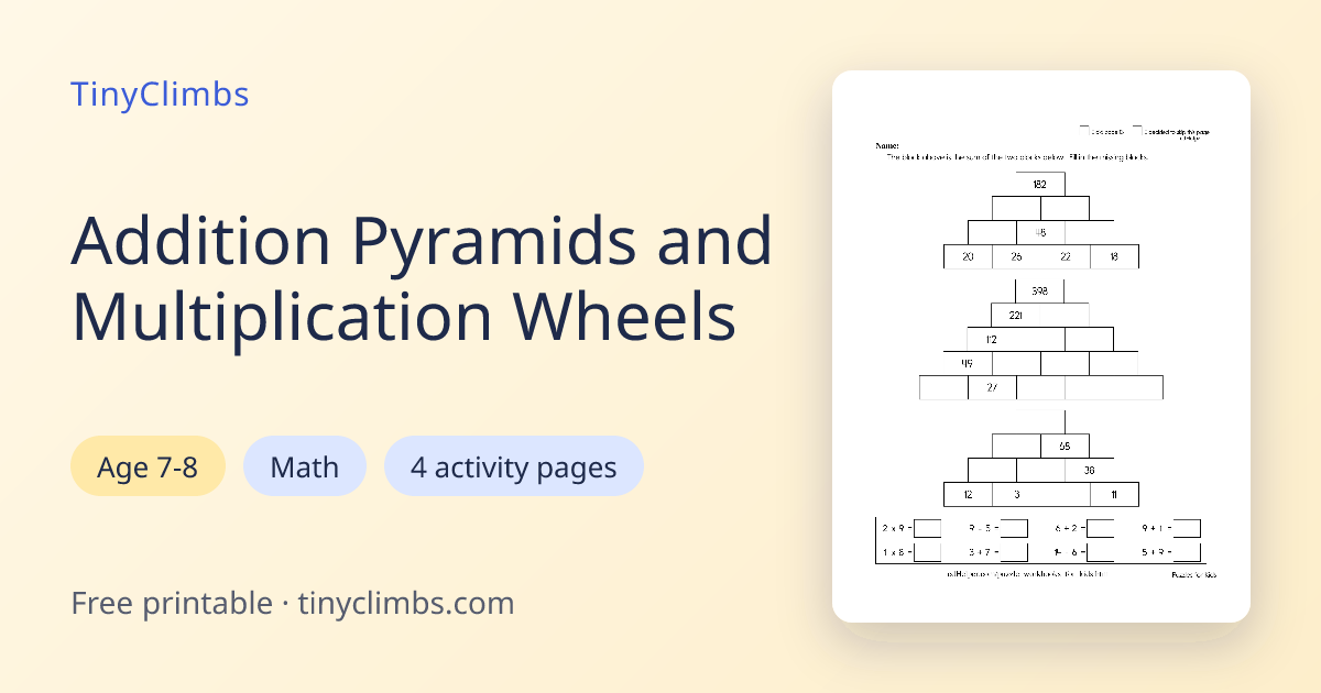 Math Pyramids and Wheels — Free Printable | TinyClimbs