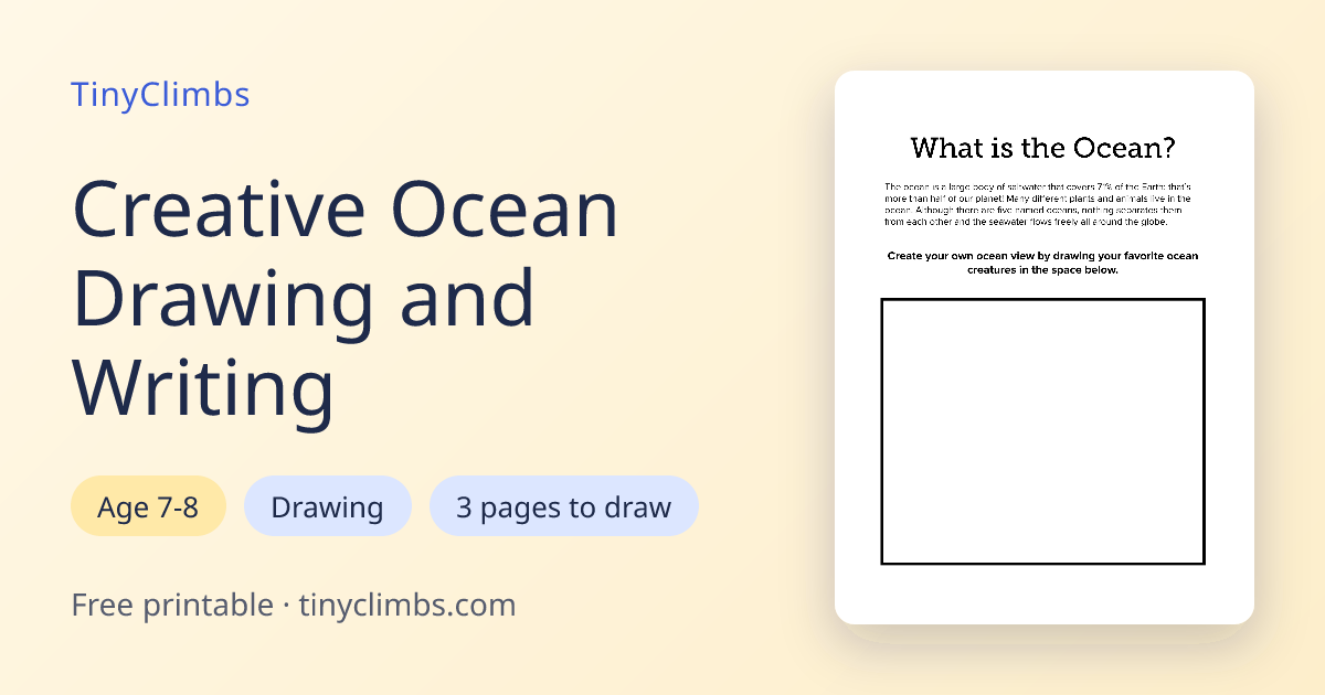 Ocean Drawing and Writing — Free Printable | TinyClimbs