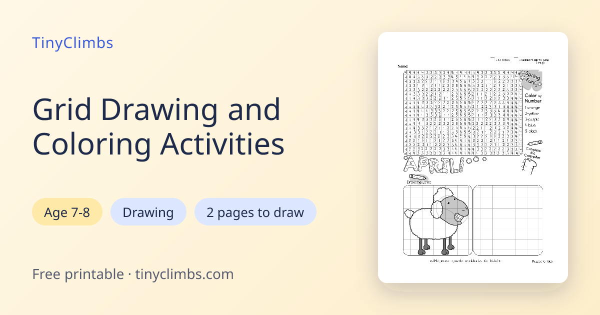 Grid Drawing and Coloring — Free Printable | TinyClimbs