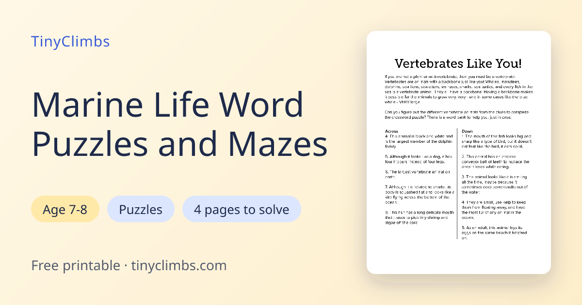 Ocean Word Puzzles and Mazes — Free Printable | TinyClimbs